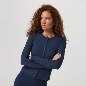 Vuori Pose Twin Cardigan in Blue Coast